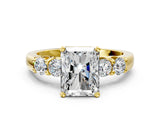 Yellow gold Radiant Brilliant Diamond Five-Stone Engagement Ring with Prong Setting on a Classic Band_16