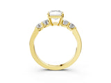 Yellow gold Radiant Brilliant Diamond Five-Stone Engagement Ring with Prong Setting on a Classic Band_19