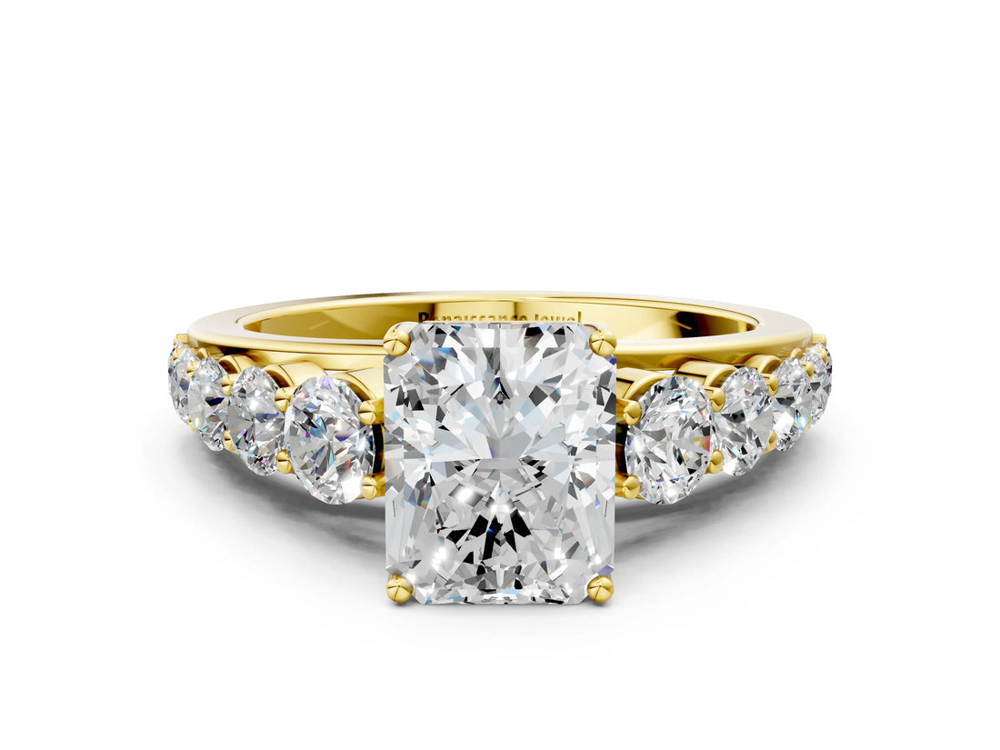 Yellow gold Radiant Brilliant Diamond Pavé Band with Six-Prong Setting_3