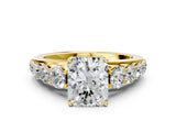 Yellow gold Radiant Brilliant Diamond Pavé Band with Six-Prong Setting_3