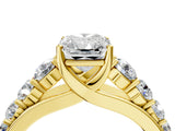 Yellow gold Radiant Brilliant Diamond Pavé Band with Six-Prong Setting_7