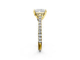 Yellow gold Radiant Brilliant Diamond Solitaire with Pavé Band and Four-Prong Setting 2