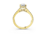 Yellow gold Radiant Brilliant Diamond Solitaire with Pavé Band and Four-Prong Setting 3