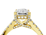 Yellow gold Radiant Brilliant Diamond Solitaire with Pavé Band and Four-Prong Setting 4