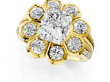 Yellow gold Radiant Brilliant Flower Halo Diamond Split Shank Ring_100