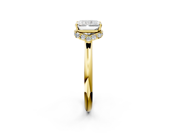 Yellow gold Radiant Brilliant Solitaire Engagement Ring with Six-Prong Setting and Classic Band