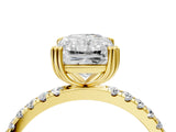 Yellow gold Radiant Brilliant Solitaire with Pavé Band and Claw Prong Setting_11
