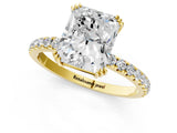 Yellow gold Radiant Brilliant Solitaire with Pavé Band and Claw Prong Setting_8