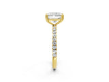 Yellow gold Radiant Brilliant Solitaire with Pavé Band and Claw Prong Setting_9