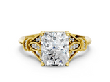 Yellow gold Radiant Brilliant Solitaire with Pave Band and Four-Prong Setting_19