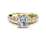 Yellow gold Radiant Brilliant Solitaire with Side Stones on a Pave Band and Four-Prong Setting_24