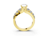 Yellow gold Radiant Brilliant Solitaire with Side Stones on a Pave Band and Four-Prong Setting_27