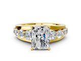Yellow gold Radiant Brilliant Solitaire with Side Stones on a Pave Band and Four-Prong Setting_52