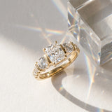 Yellow gold Radiant Brilliant Trilogy Channel Set Diamond Ring with Bar Prongs_9