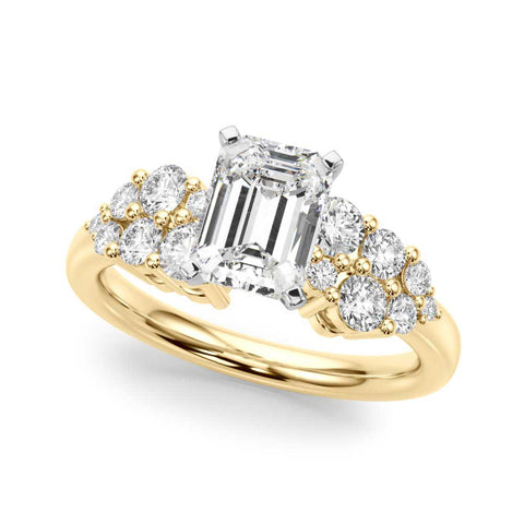 Yellow gold Radiant Cluster Diamond Engagement Ring with Pavé Band and Four-Prong Setting 2