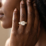 Yellow gold Radiant Cluster Diamond Engagement Ring with Pavé Band and Four-Prong Setting_15