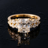Yellow gold Radiant Cluster Diamond Engagement Ring with Pavé Band and Four-Prong Setting_16