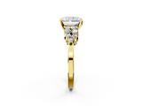 Yellow gold Radiant Cluster Diamond Engagement Ring with Pavé Band and Four-Prong Setting_68