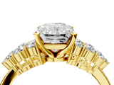 Yellow gold Radiant Cluster Diamond Engagement Ring with Pavé Band and Four-Prong Setting_70
