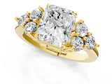 Yellow gold Radiant Cut Brilliant Diamond Cluster Accent Solitaire Ring with Prong Setting_16