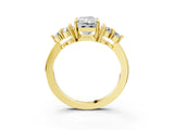 Yellow gold Radiant Cut Brilliant Diamond Cluster Accent Solitaire Ring with Prong Setting_18