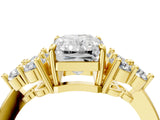 Yellow gold Radiant Cut Brilliant Diamond Cluster Accent Solitaire Ring with Prong Setting_19