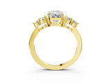 Yellow gold Radiant Cut Brilliant Diamond Cluster Accent Solitaire Ring with Prong Setting_6