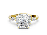 Yellow gold Radiant Cut Brilliant Diamond Solitaire Ring with Pear Side Stones and Four-Prong Setting_3