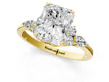Yellow gold Radiant Cut Brilliant Diamond Solitaire Ring with Pear Side Stones and Four-Prong Setting_4