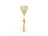 Yellow gold Radiant Cut Brilliant Diamond Solitaire Ring with Pear Side Stones and Four-Prong Setting_5