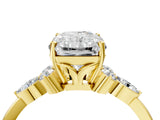 Yellow gold Radiant Cut Brilliant Diamond Solitaire Ring with Pear Side Stones and Four-Prong Setting_7
