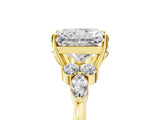 Yellow gold Radiant Cut Brilliant Diamond Solitaire Ring with Pear Side Stones and Four-Prong Setting_8