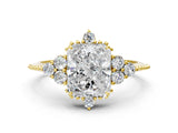 Yellow gold Radiant Cut Brilliant Diamond with Cluster Setting on a Beaded Band and Four-Prong Setting_15
