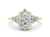 Yellow gold Radiant Cut Brilliant Diamond with Cluster Setting on a Beaded Band and Four-Prong Setting_3