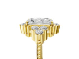 Yellow gold Radiant Cut Brilliant Diamond with Cluster Setting on a Beaded Band and Four-Prong Setting_8