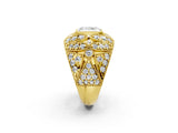 Yellow gold Radiant Cut Brilliant Halo Pave Diamond Milgrain Ring_15