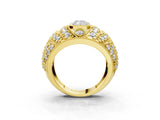 Yellow gold Radiant Cut Brilliant Halo Pave Diamond Milgrain Ring_16