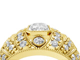 Yellow gold Radiant Cut Brilliant Halo Pave Diamond Milgrain Ring_17