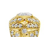 Yellow gold Radiant Cut Brilliant Halo Pave Diamond Milgrain Ring_18