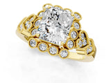 Yellow gold Radiant Cut Brilliant Milgrain Pave Heart Band Solitaire Ring_4