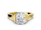 Yellow gold Radiant Cut Brilliant Solitaire Diamond Ring with Channel Set Band and Bar Prong Setting_12