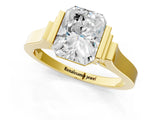 Yellow gold Radiant Cut Brilliant Solitaire Diamond Ring with Channel Set Band and Bar Prong Setting_13