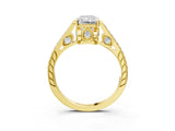 Yellow gold Radiant Cut Cathedral Pave Diamond Engagement Ring with Six-Prong Setting_47