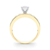 14K Yellow Gold 4.07 Carat E VVS2 Radiant Cut Channel Set Diamond Engagement Ring with Four-Prong Setting