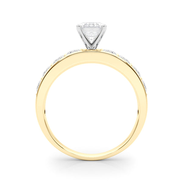 14K Yellow Gold 4.07 Carat E VVS2 Radiant Cut Channel Set Diamond Engagement Ring with Four-Prong Setting