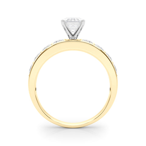 Yellow gold Radiant Cut Channel Set Diamond Engagement Ring with Four-Prong Setting 1