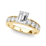 14K Yellow Gold 4.07 Carat E VVS2 Radiant Cut Channel Set Diamond Engagement Ring with Four-Prong Setting
