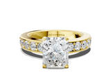 Yellow gold Radiant Cut Channel Set Diamond Engagement Ring with Four-Prong Setting_260