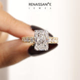 Yellow gold Radiant Cut Channel Set Diamond Engagement Ring with Four-Prong Setting_282
