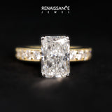 Yellow gold Radiant Cut Channel Set Diamond Engagement Ring with Four-Prong Setting_283